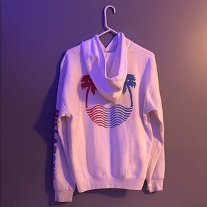 Billabong White Hoodie with Red and Blue Accents